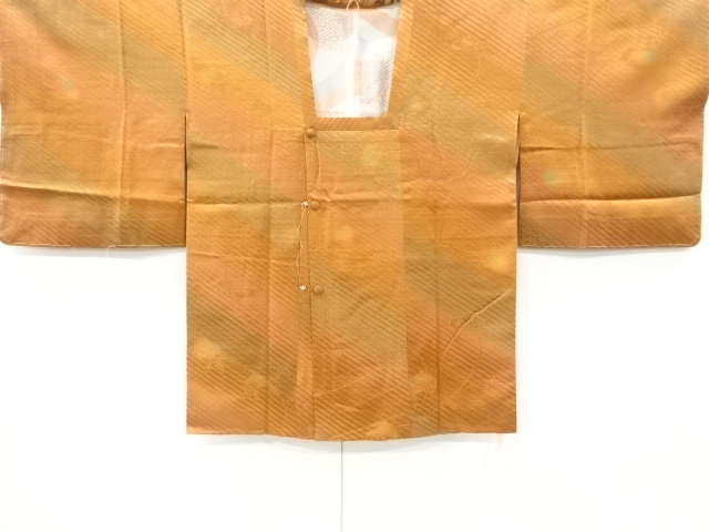 リサイクル　未使用品　斜め縞に花模様織り出し暈し道行コート